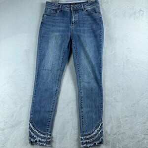 Charlie B Cropped Frayed Hem Denim Jeans C5273RR Womens Blue Size 10